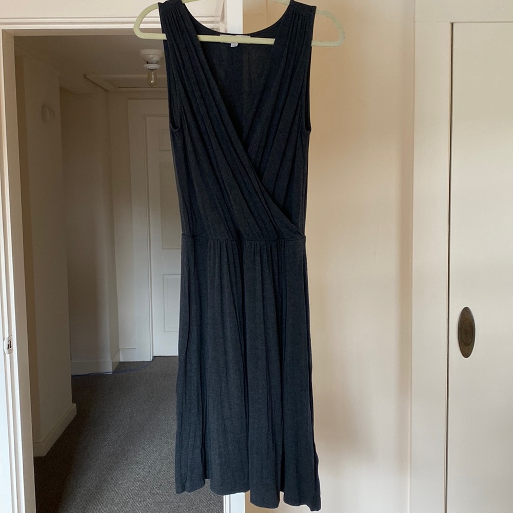 Charcoal gray M faux wrap dress from the LOFT
